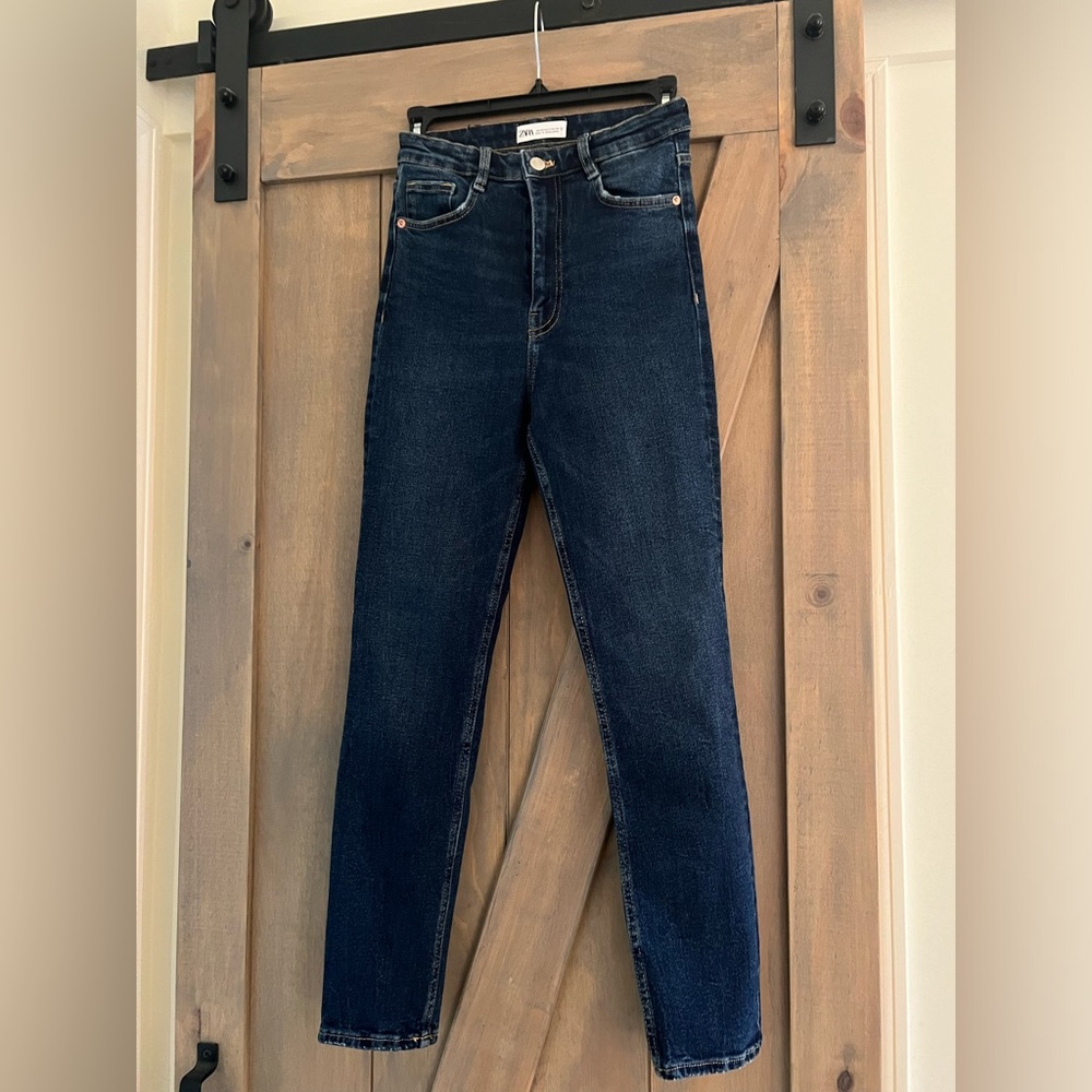 Zara High Waisted Skinny Jeans, Blue, Size 2